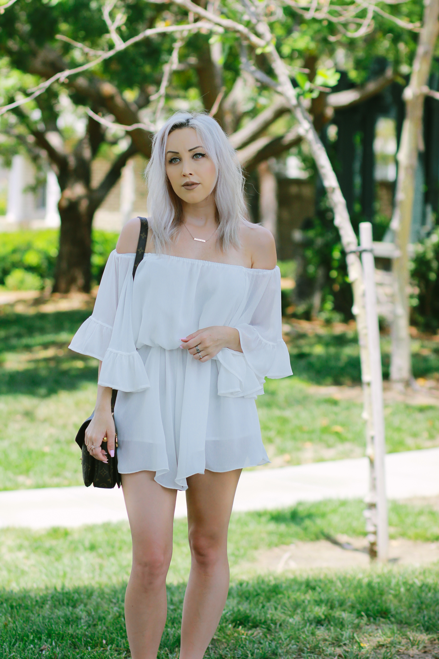 white chiffon romper